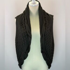Knot 2B Women's Dark Gray Chunky Cable Knit Sleeveless Cardigan Size L